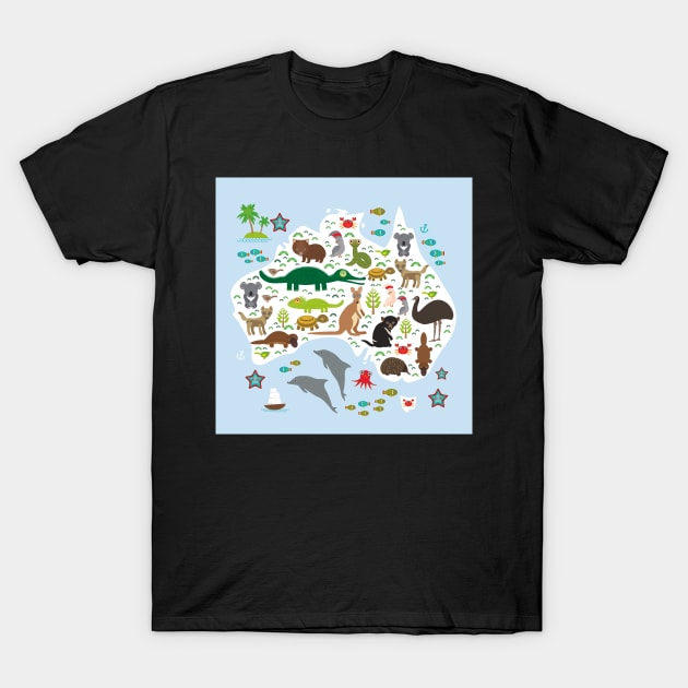 Map of Australia T-Shirt by EkaterinaP